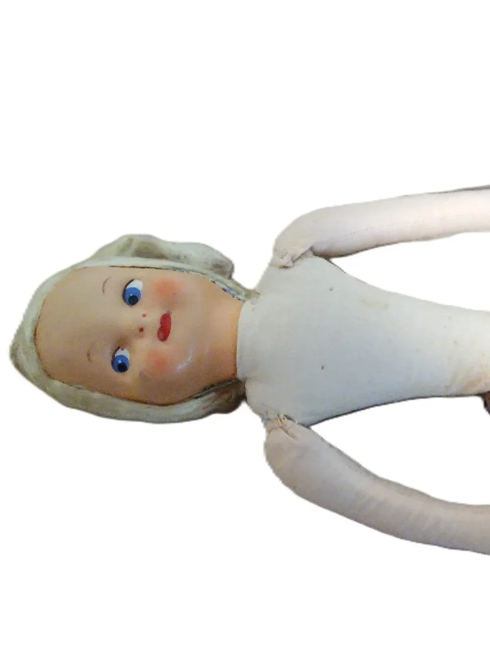 Vintage doll with mohair and plastic face